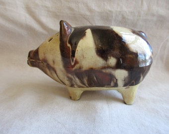 ROCKINGHAM  Antique Earthenware Piggy Bank