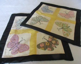 Vintage BUTTERFLY QUILTED Pillow Covers