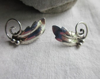 STERLING Leaf Vintage Earrings