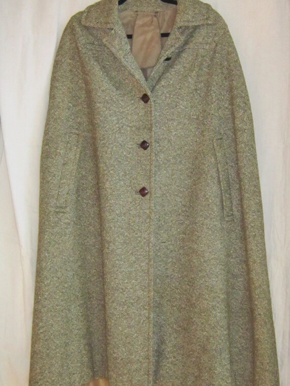 HARRODS c. 1950 Wool Tweed Cape