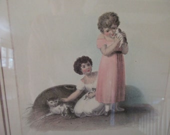 Vintage FRAMED KITTY Print