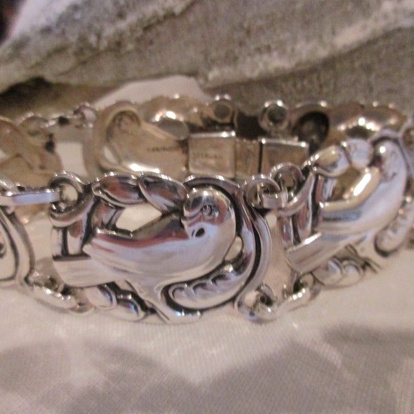 STERLING Peace Dove Vintage Coro Bracelet