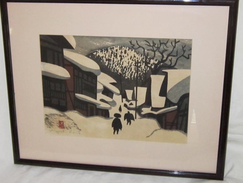 KIYOSHI SAITO Japanese Vintage Wood Block Print REDUCED image 1