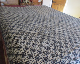 19th c. Hand Woven Jacquard Coverlet