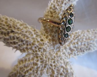 14 kt GOLD and DIAMOND Green Tourmaline Vintage Ring