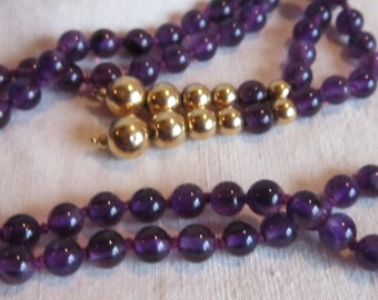 14 KT Gold AMETHYST Vintage Custom Design Lariat Necklace