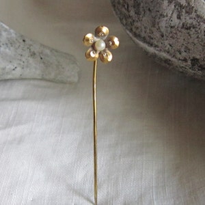 Victorian PEARL and FLORAL Stickpin image 1