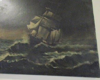 ANTIQUE SEASCAPE Oil Painting