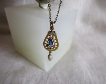 Vintage Necklace with Sapphire Styled Pendant