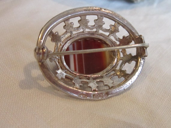 SCOTLAND c. 1960 Sterling and Agate Brooch - image 4