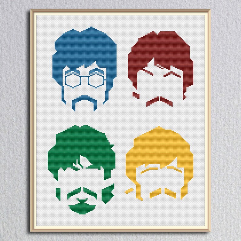The BEATLES Cross Stitch Pattern PDF FILE Geometric Cross | Etsy