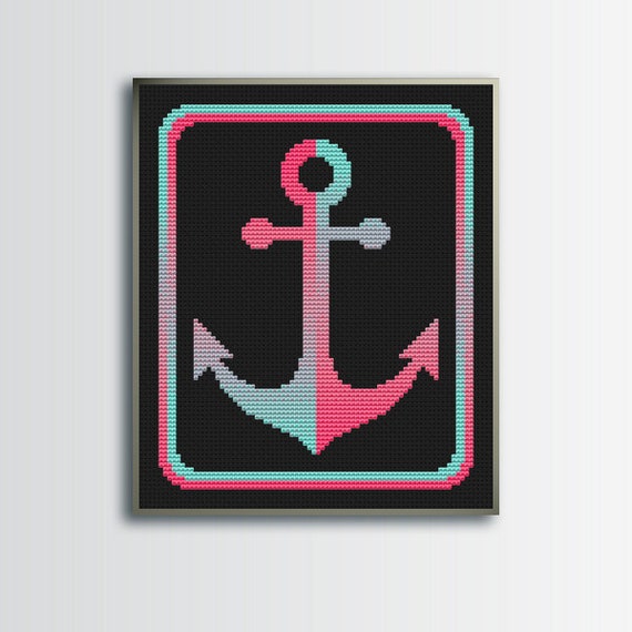 Anchor Cross Stitch Pattern PDF Sea Anchor cross stitch Etsy