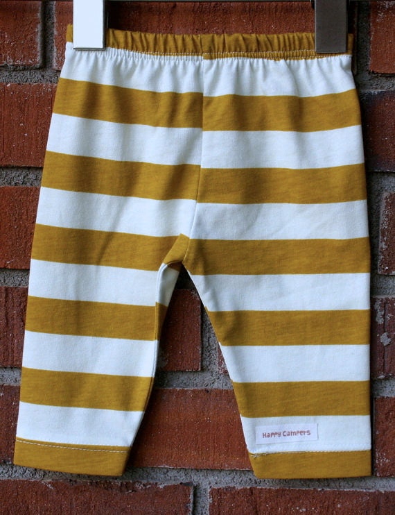 Items similar to Mustard and Ivory Striped Leggings..Kids Leggings