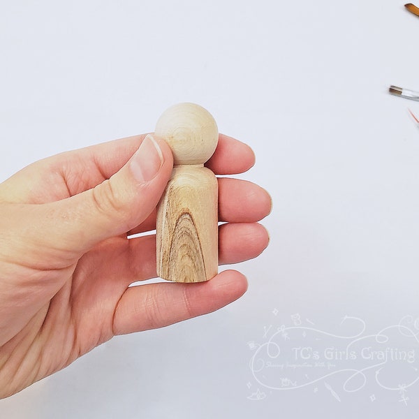 Wooden Standard Peg People, natural peg toy,  male Peg Doll, plain wood peg, wood peg blank, man peg people