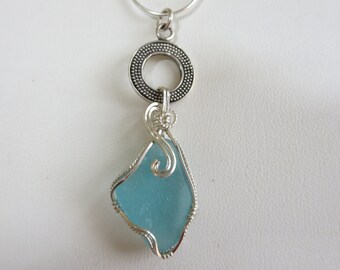 Aqua blue sea glass centerpiece necklace by Monterey Bay Seaglass