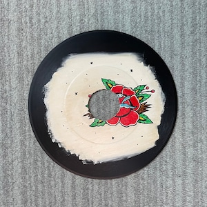 Flash Rose &quot;VINTAGE&quot; Hand-Painted Art, Acrylic on 45rpm Vinyl Record