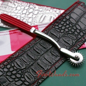 Wartenberg Wheel Pinwheel RED Handle CHOICE pLeather Zipper Case