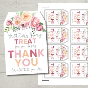Etiquetas para el Día de la Madre / Etiquetas de agradecimiento imprimibles para mamá / Etiquetas de dulces de descarga instantánea / Manualidades para el aula