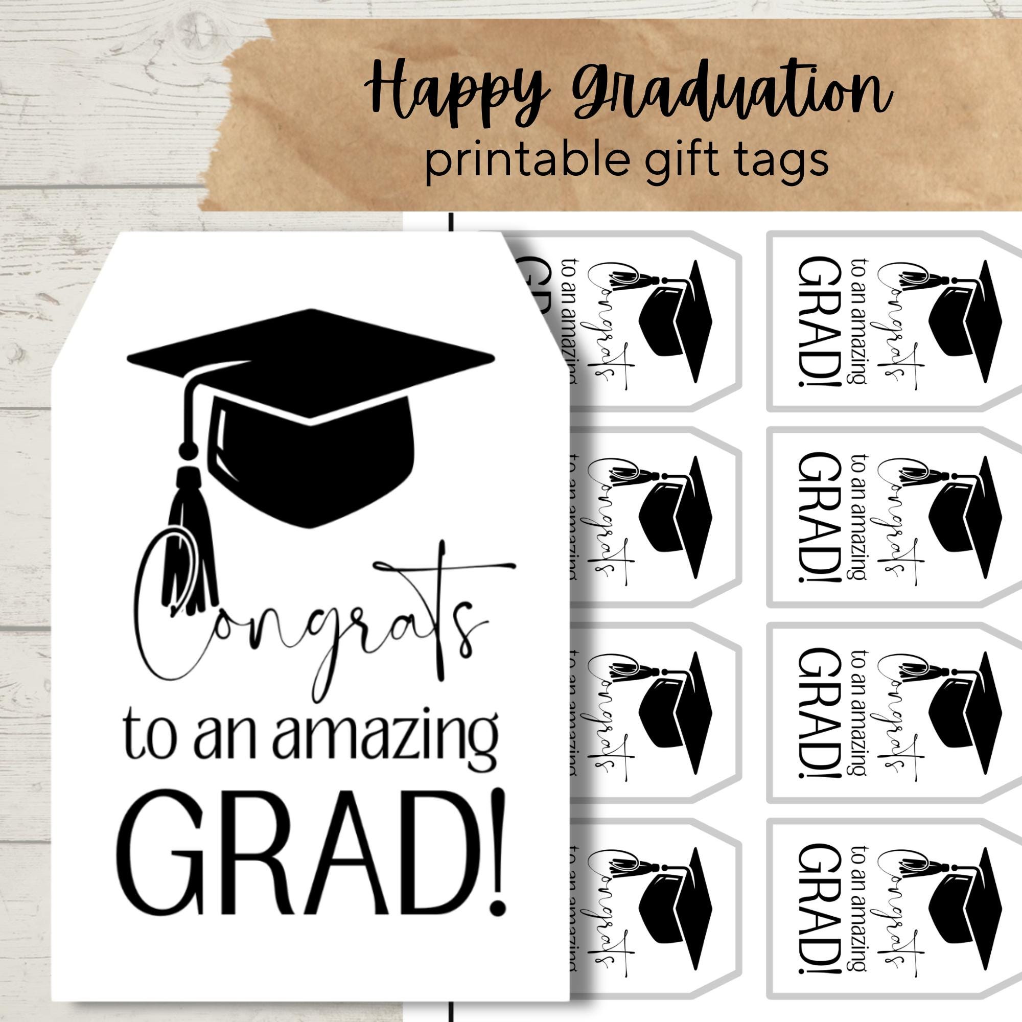 Graduation Gift Tags | Congrats to an Amazing Grad Party Favor 2x3” PDF ...