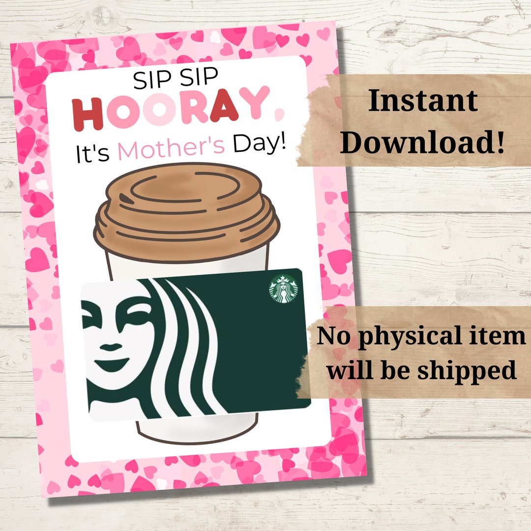 Sip Sip Hooray Mother's Day Gift Card Holder INSTANT DOWNLOAD Thanks a