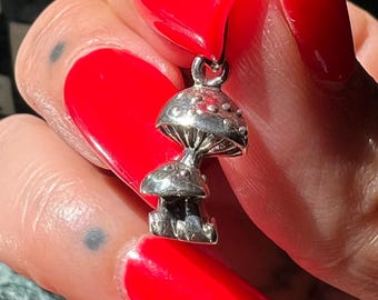 Vintage Sterling Silver Mushrooms Charm