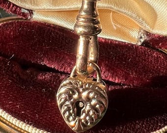 Antique 10k Gold Padlock Heart Charm