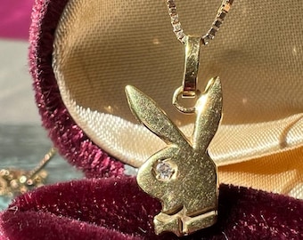 Vintage 14k Yellow Gold Playboy Charm With Diamond Eye