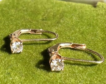 Vintage 14k Yellow Gold Diamond Earrings