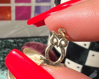 Vintage 14k Yellow Gold Owl Charm