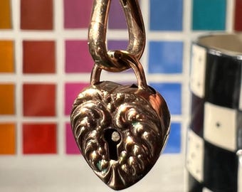 Antique 10k Gold Padlock Heart Charm