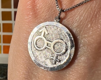 Vintage Sterling Silver Gender Equality Medallion Charm