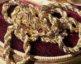 Vintage 14k Yellow Gold Rope Chain Necklace By Michael Anthony