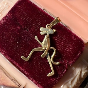 Pendentif Panthère Avec Chaîne Longue En Métal Doré Vintage - Style Animalier Années 70-80