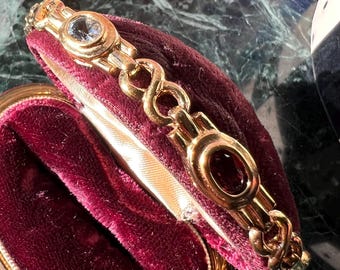 Vintage Milti Gemstone Tennis Bracelet In Gold Plated Sterling Silver