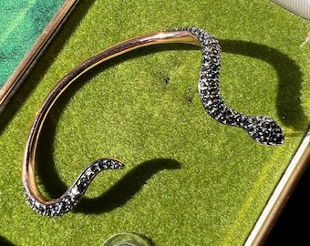 Swarovski Snake Ear Cuff Earring: Rose Gold Plated With Black Crystals