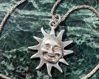 Vintage Sterling Silver Smiling Sun Charm