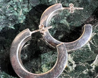 Vintage Sterling Silver Wide "C" Hoop earrings