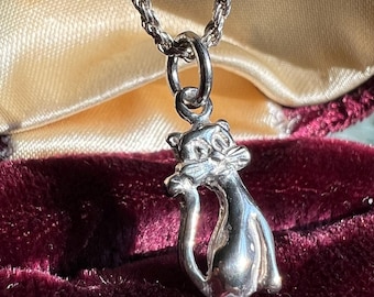 Vintage Sterling Silver Cat Charm