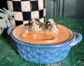 1940's Lusterwear Dogs In Basket Salt & Pepper Serving Set