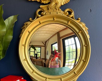 Large Vintage Bullseye Mirror With Eagle By Syroco