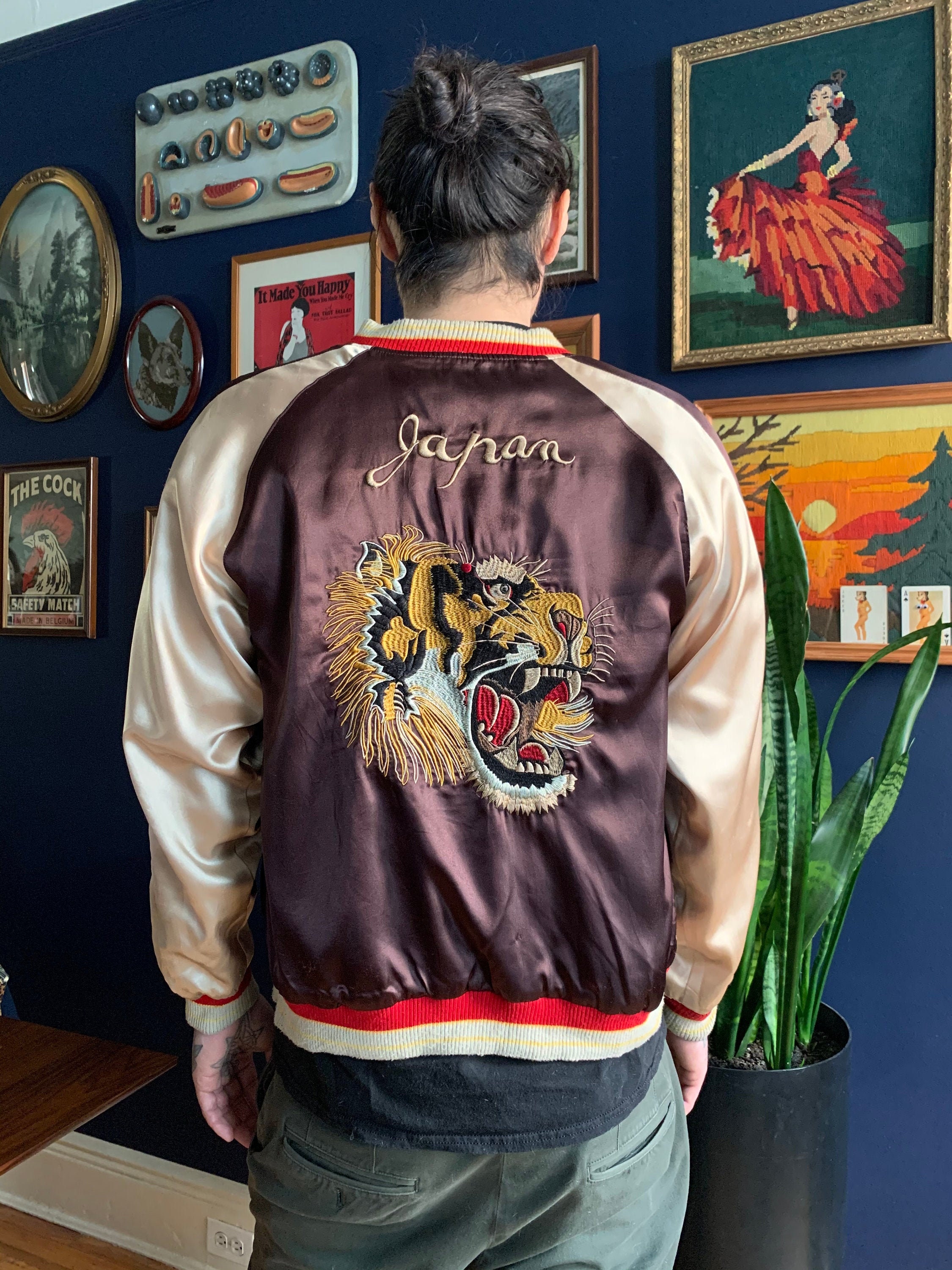Authentic Sukajan Souvenir Jacket Embroidered With Tigers And Eagles