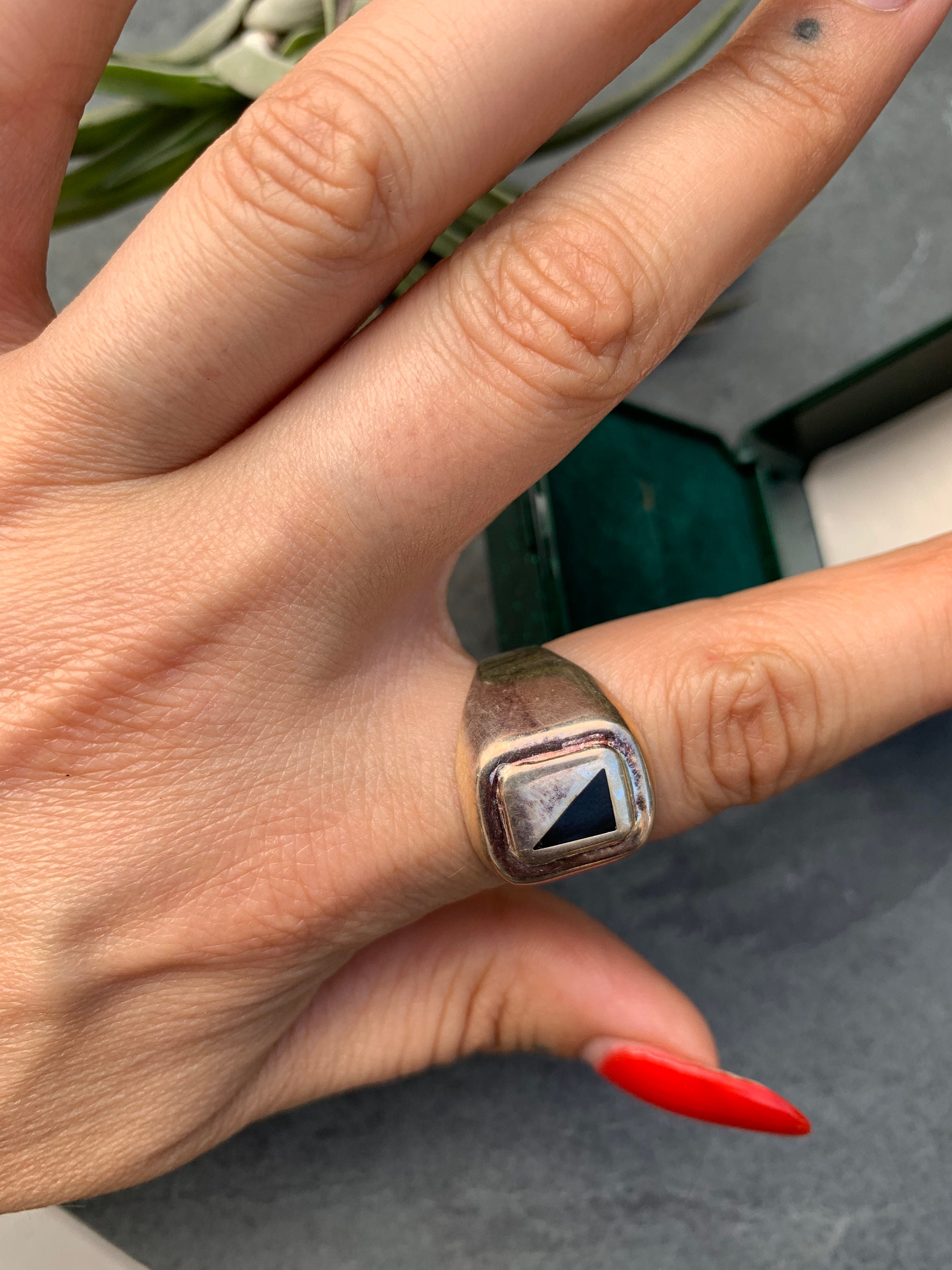 Vintage Sterling Silver Onyx Ring