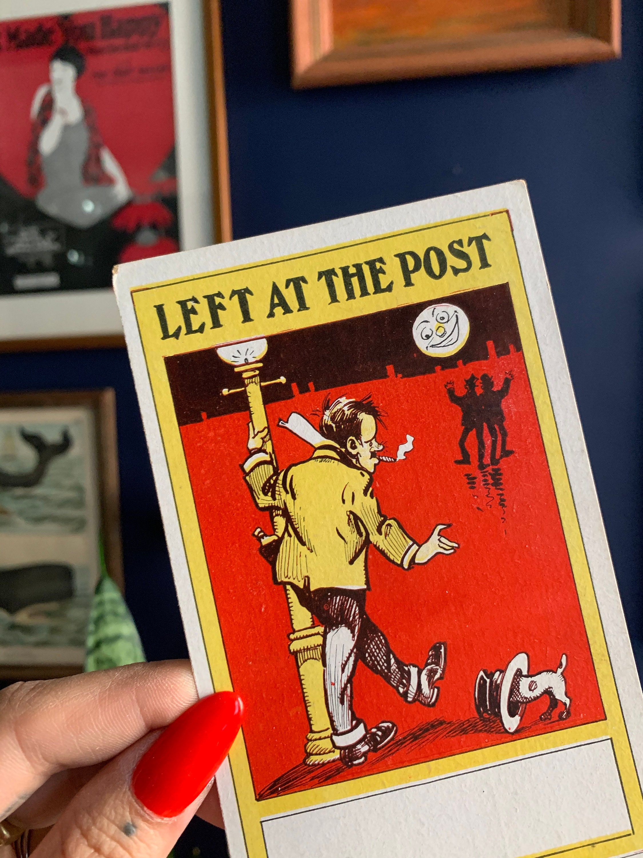 Vintage Temperance Post Card With Town Drunk And Moon