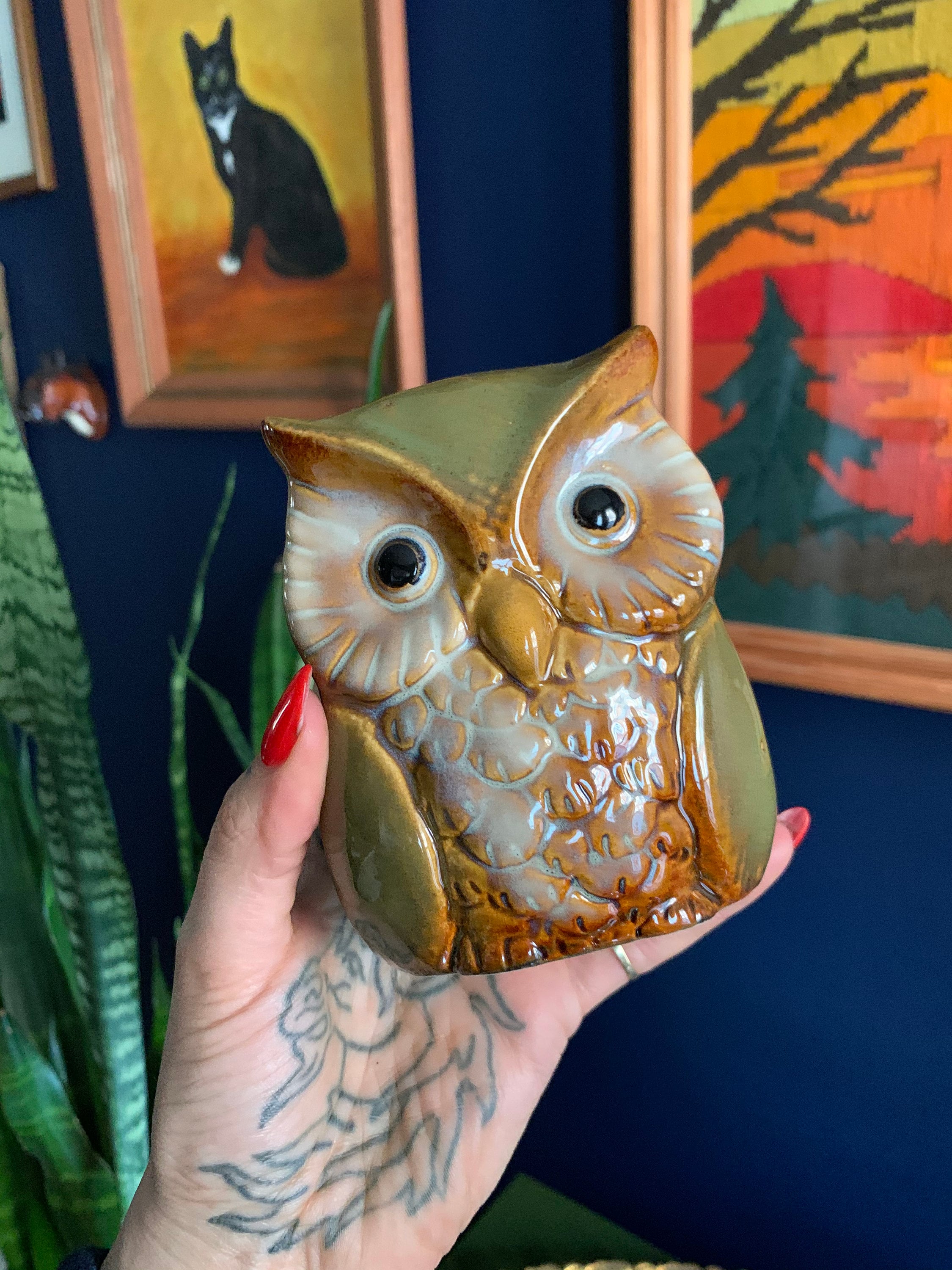 Vintage Ceramic Owl Napkin Holder