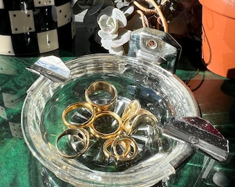 1940's Chrome And Crystal Wall Mount Ashtray