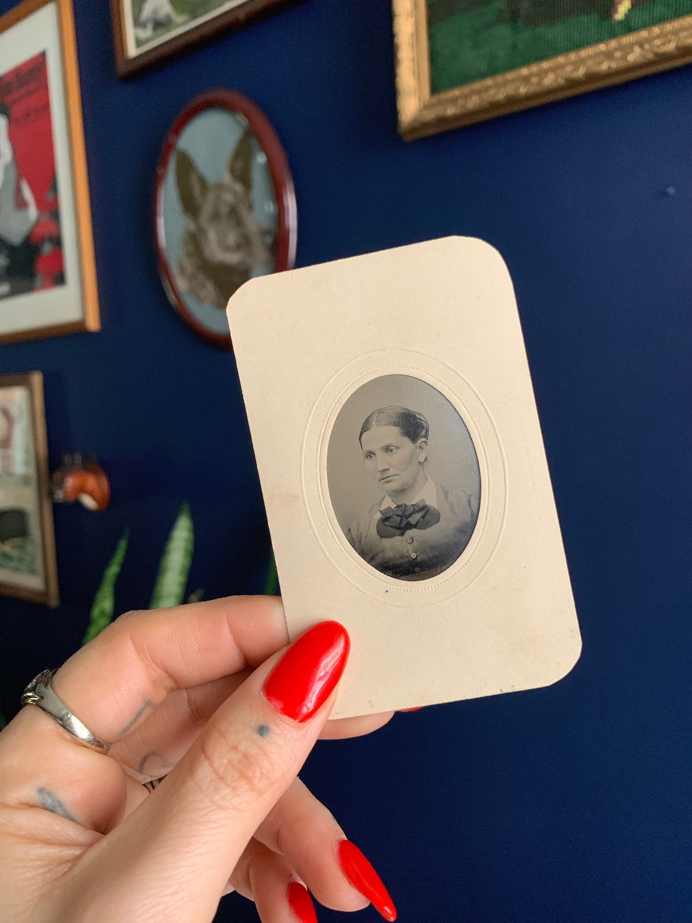 Antique Tintype Portrait In Original Embossed Paper Frame