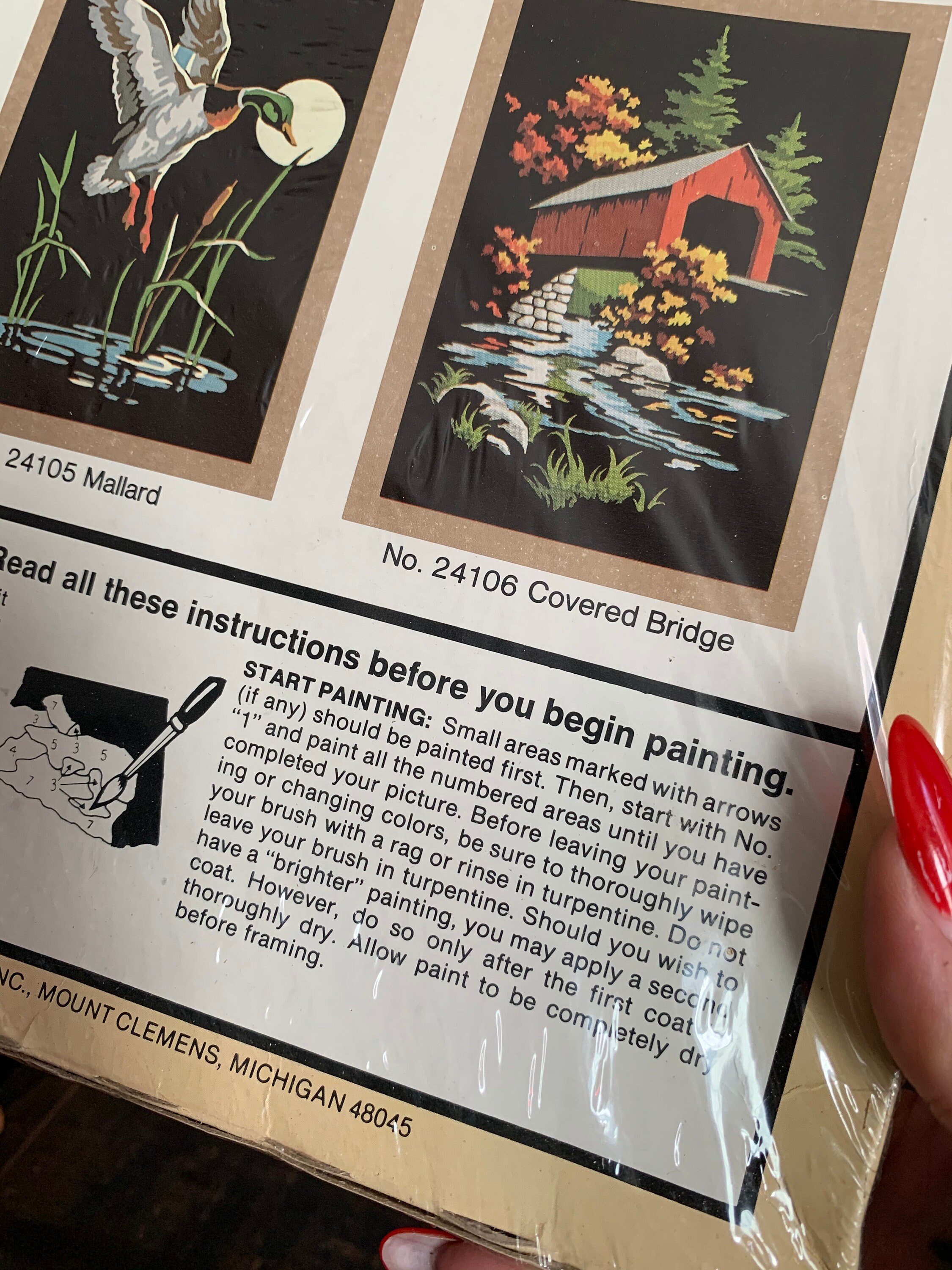 Vintage Craft Master Velvet Paint By Number Kit, Mallard