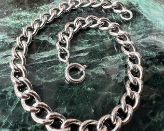 Vintage Sterling Silver Chain Link Bracelet For Charms