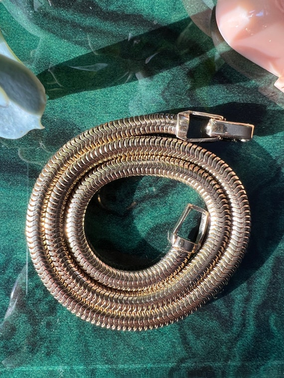 Vintage 14k Yellow Gold Italian Snake Chain Colla… - image 3