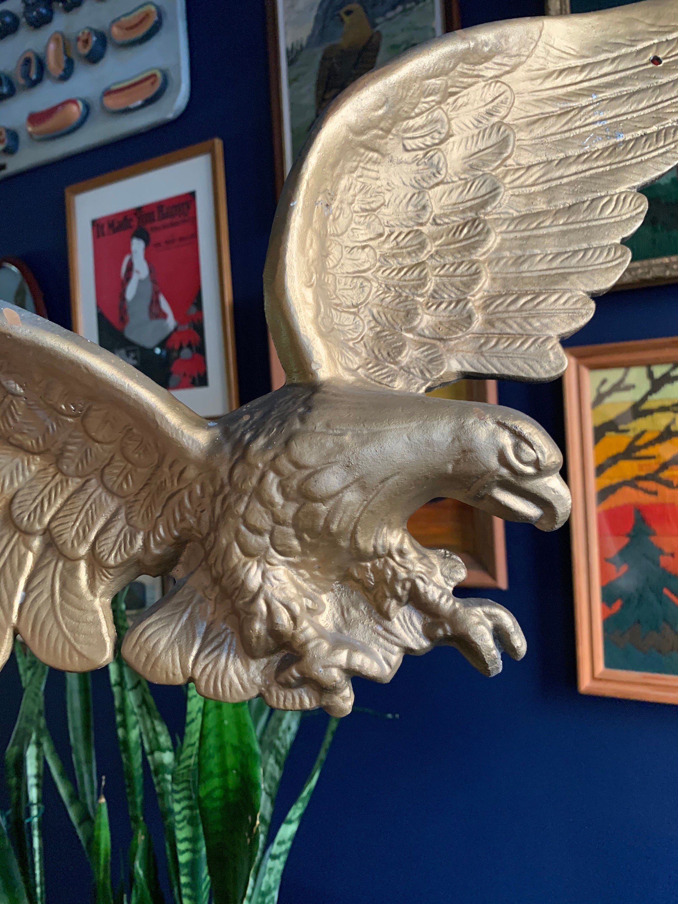 Large Cast Metal Eagle Wall Mount